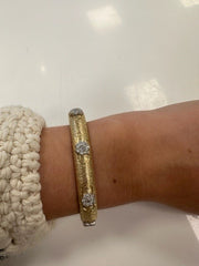 14K Yellow Gold Diamond Flower Bracelet