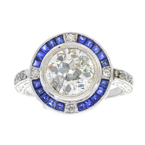 Estate Sapphire and Diamond Bulls Eye Ring