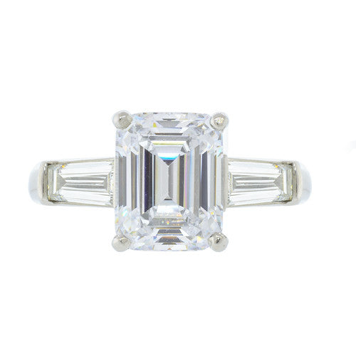 Platinum Emerald Cut with Tapered Baguette Side Stones