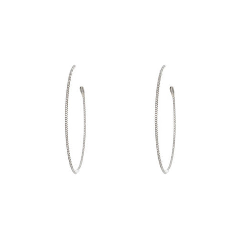 Small 18kt White Gold and Diamond Hoops