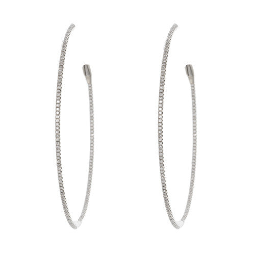 Large 18kt White Gold and Diamond Hoops