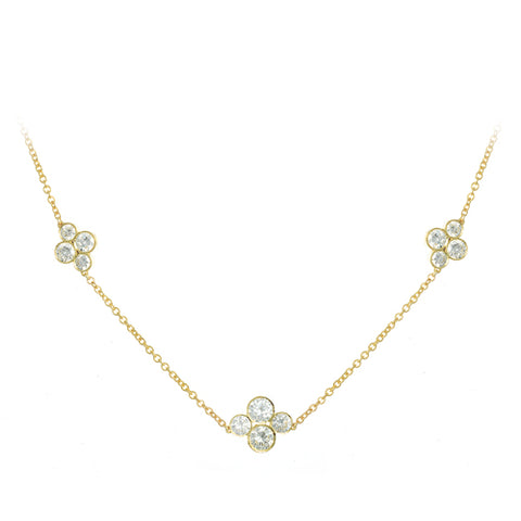 LPL Signature Collection 18k Yellow Gold 3 Station Diamond Necklace