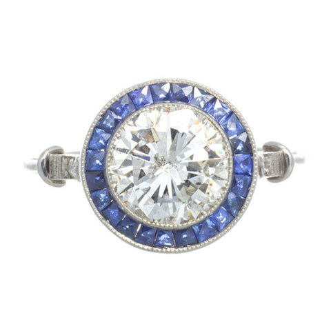 Estate Sapphire and Diamond Bulls Eye Ring