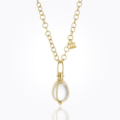 Temple St. Clair Item 18K Yellow Gold Classic Amulet with Rock Crystal and Diamond pavé
