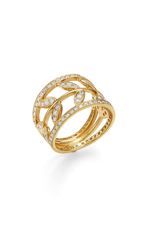 Temple St. Clair 18K Yellow Gold Vine Ring with Diamond Pavé
