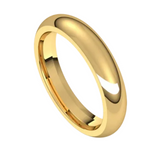 A yellow gold comfort fit band ring with a polished finish.