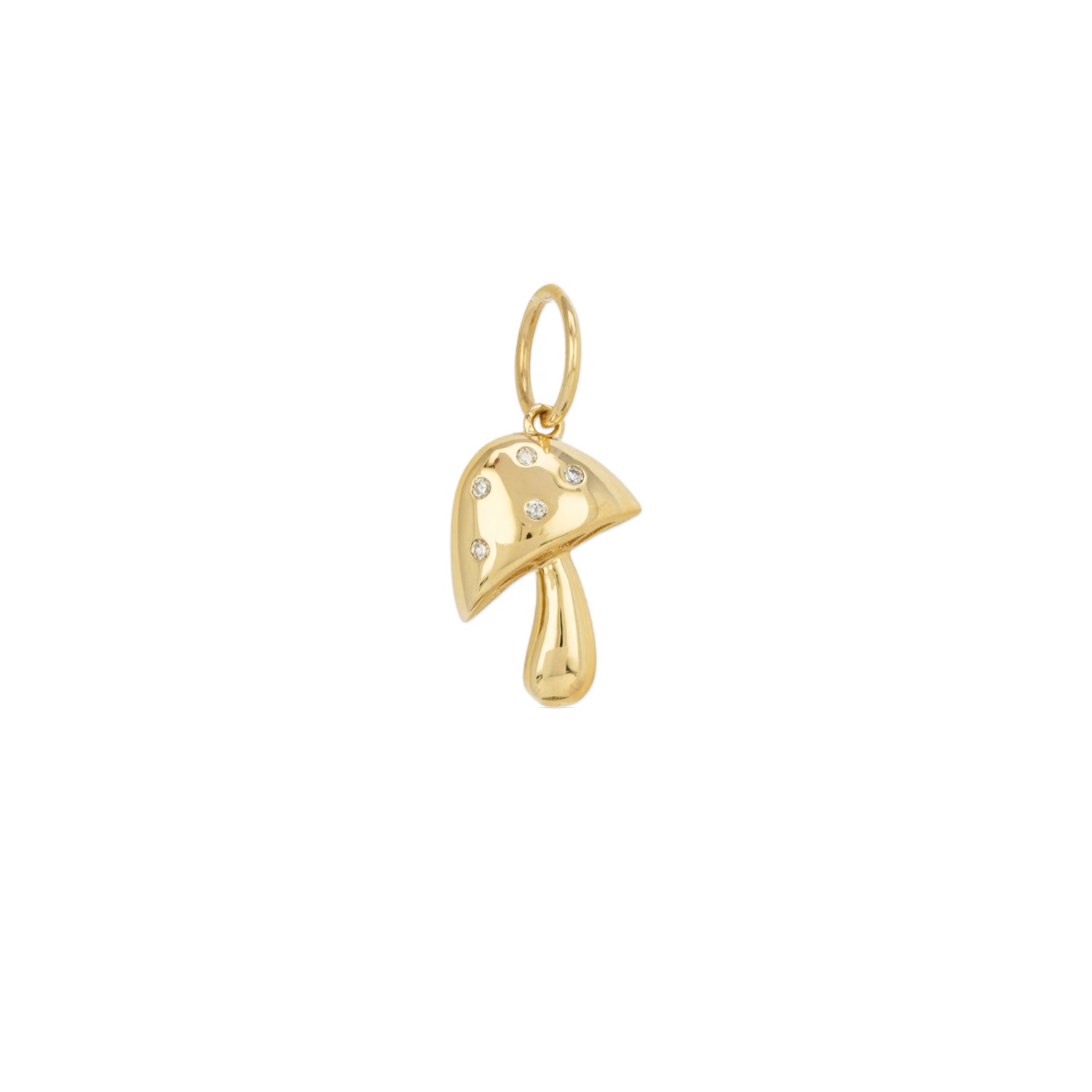 14K yellow gold mini mushroom pendant with diamonds