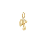 14K yellow gold mini mushroom pendant with diamonds