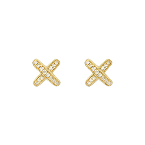 14k Diamond X Earrings