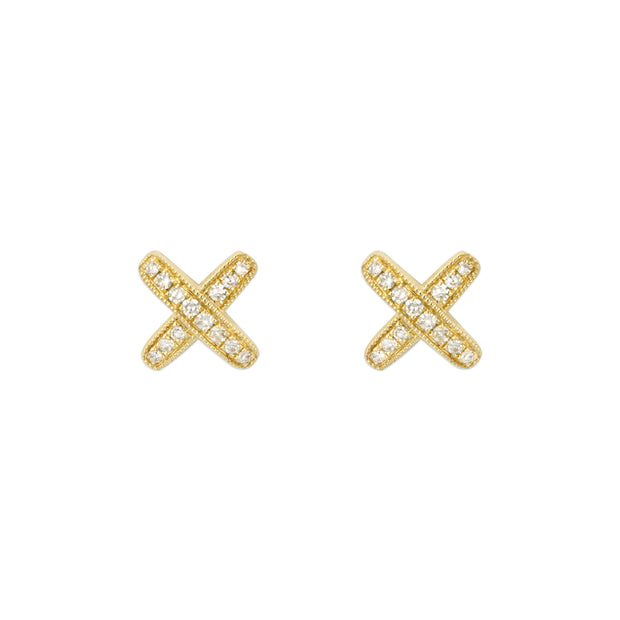 14k Diamond X Earrings