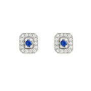 Penny Preville 18k White Gold Diamond and Sapphire Studs