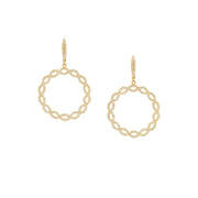 14k Yellow Gold and Diamond Twisted Front Facing Drop Earrings