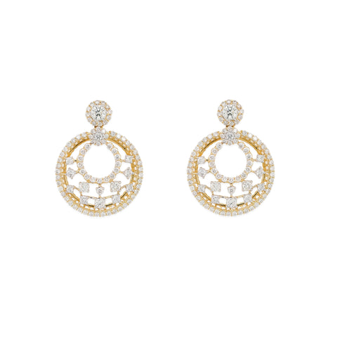 14K Two Toned Gold and Diamond Earrings