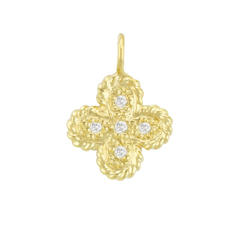 14k Yellow Gold Diamond Clover Pendant