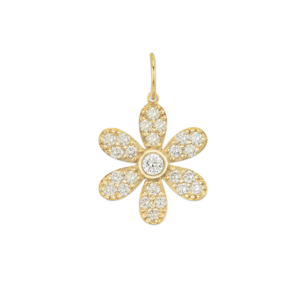14k Yellow Gold and Diamond Flower Pendant