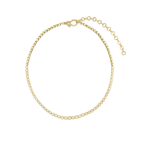 14k Yellow Gold and Diamond Tennis Necklace