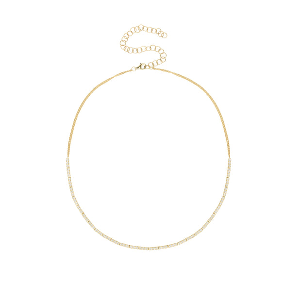 14k Yellow Gold and Diamond Link Tennis Necklace