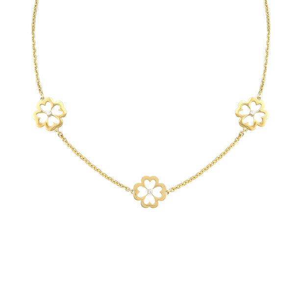 Gumuchian 18k Yellow Gold and Diamond 3 Station Flower Necklace