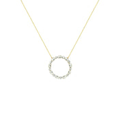 14K Yellow Gold and Diamond Circle Necklace