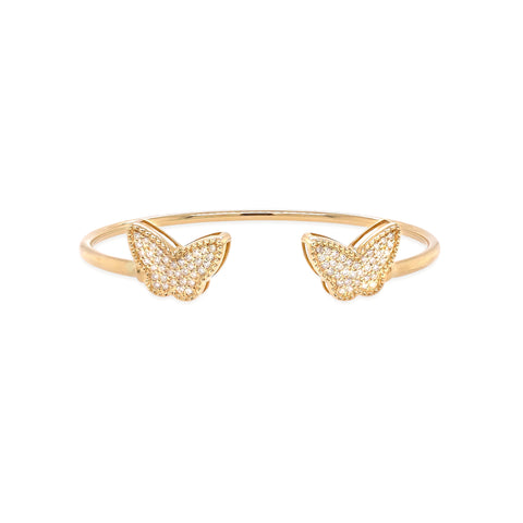 14K Yellow Gold and Diamond Butterfly Bracelet
