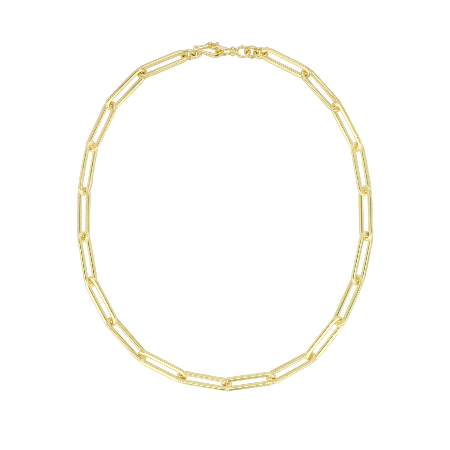 A 18k yellow gold long link necklace from the LPL Signature Collection displayed against a white background.