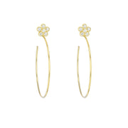 LPL Signature Collection 18k Yellow Gold Flower All Diamond Earring
