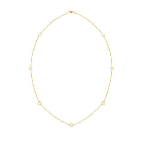 LPL Signature Collection 18k Yellow Gold 7 Station Diamond By The Yard Necklace