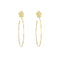 A pair of 18k yellow gold flower single diamond earrings on a white background.