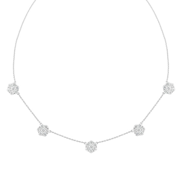 18k White Gold Diamond Flower Necklace