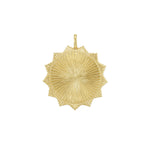 A high polished 18K yellow gold sunburst pendant with a loop at the top for attachment.