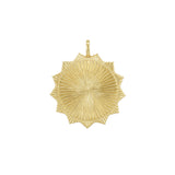 A high polished 18K yellow gold sunburst pendant with a loop at the top for attachment.