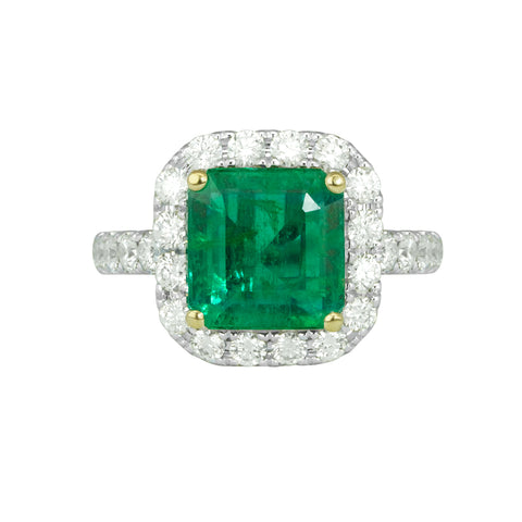 18k White Gold Emerald and Diamond Ring
