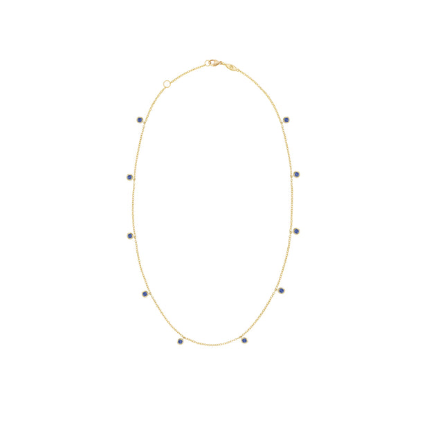 Penny Preville 18k Yellow Gold and Sapphire Drop Diamond by the Yard Necklace