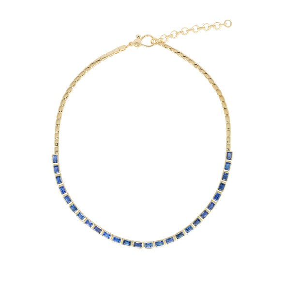 14k Yellow Gold and Emerald-Cut Sapphire Choker Necklace