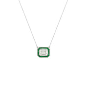 18k White Gold Diamond and Emerald Illusion Necklace