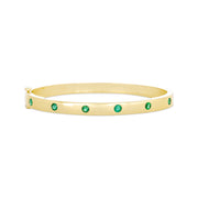 Penny Preville 18k Yellow Gold Moderne Deco Bangle with Emeralds