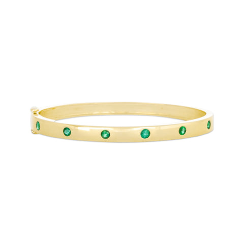 Penny Preville 18k Yellow Gold Moderne Deco Bangle with Emeralds