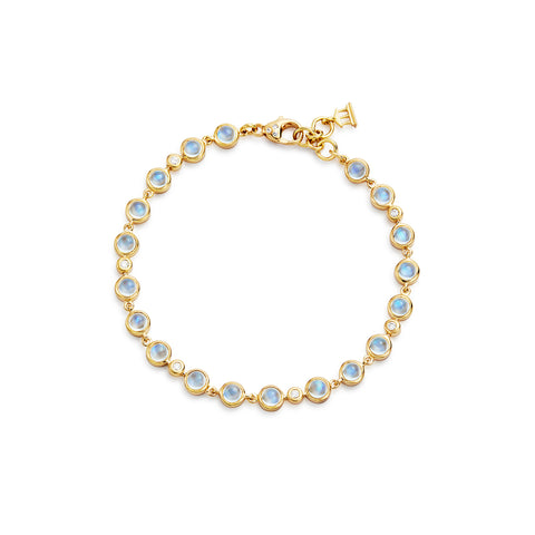 Temple St. Clair 18k Yellow Gold Small Single Round Blue Moonstone and Diamond Bracelet