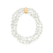 3 Strand Keshi White Pearl Choker Necklace