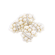 Estate 14K White Gold Pearl and Diamond Bracelet