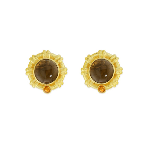 Estate Elizabeth Locke19k Yellow Gold Intaglio Cabochon Earrings