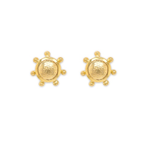 14K Yellow Gold Hammered Stud Earrings