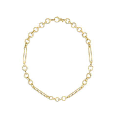 18k Yellow Gold Large Mixed Clip Chain Necklace