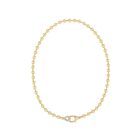 14k Yellow Gold Beaded Necklace with Diamond Clasp