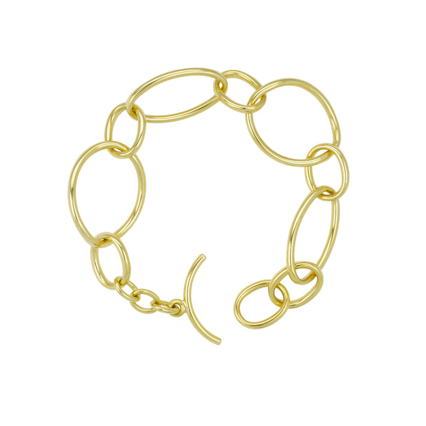 18k Yellow Gold Link Bracelet with Toggle