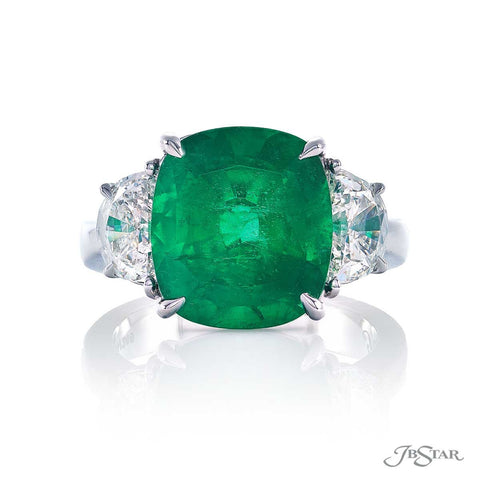 JB Star Cushion-Cut Emerald and Diamond Ring