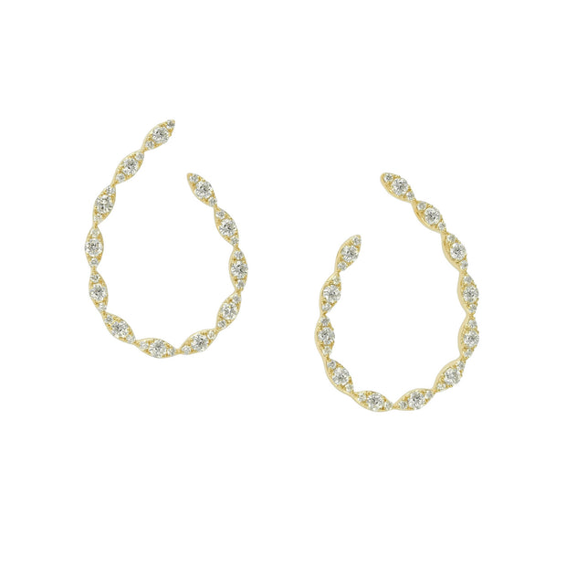 14k Yellow Gold Round Diamond Hoop Earrings