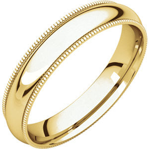Yellow Gold 4mm Comfort Fit Milgrain Band