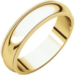 Yellow Gold 5mm Comfort Fit Milgrain Edge Band
