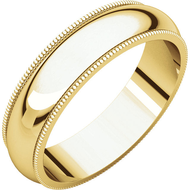 Yellow Gold 5mm Comfort Fit Milgrain Edge Band